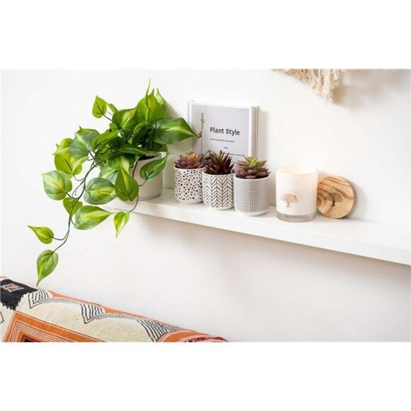Artificial pothos plant faux trailing ivy in ceramic pot shelf decor indoor outd - Picture 3 of 7